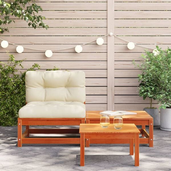 vidaXL Garden Sofa Wax brown Solid pine wood Medium Modular
