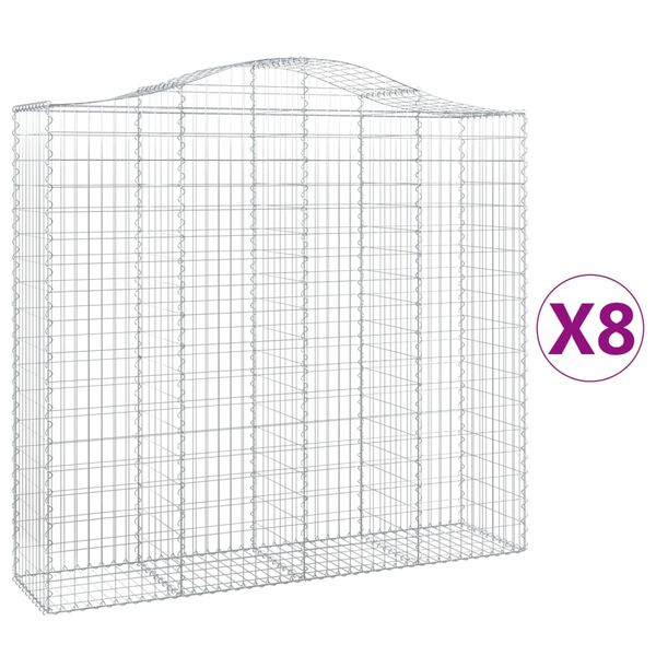 vidaXL Gabion Basket Set of 8 Silver Galvanized iron Medium