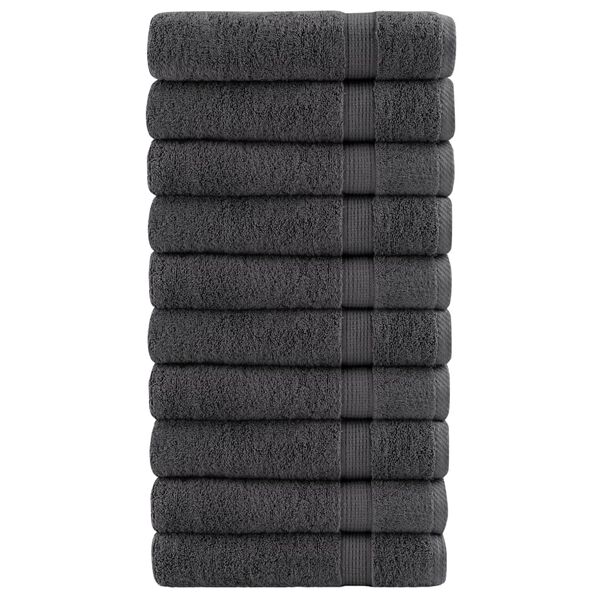 vidaXL Hand Towel Set of 10 Charcoal 100% Cotton 19.7 x 39.4 in
