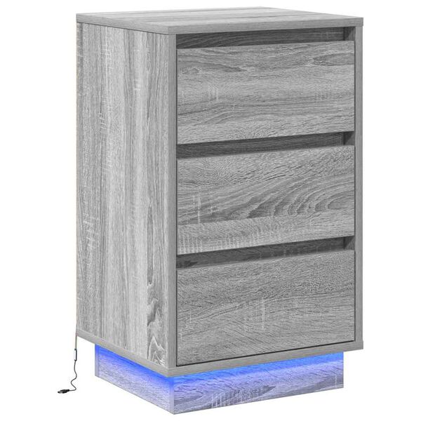 vidaXL Bedside Cabinet Grey 15.35 x 13.58 x 25.59 in Engineered wood