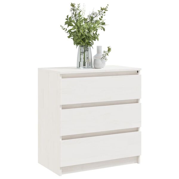 vidaXL Bedside Cabinet Set of 2 White Solid pine wood Bedside Cabinet