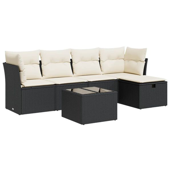 vidaXL Garden Sofa Set Black, Cream White