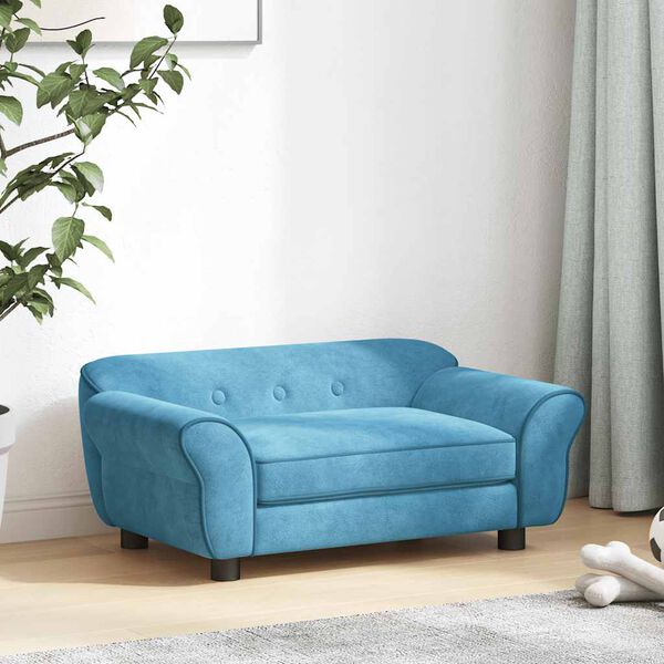 vidaXL Dog Sofa Turquoise Plush, Foam, Wood Small Removable Covers