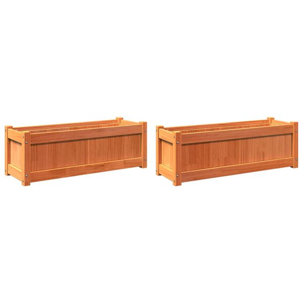 vidaXL Garden Planter Set of 2 Wax brown Solid pine wood Large