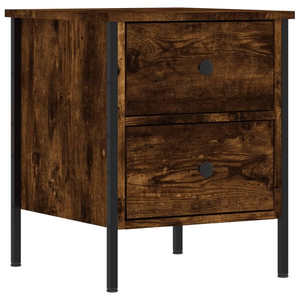 vidaXL Bedside Cabinet Smoked oak Engineered wood, iron Medium