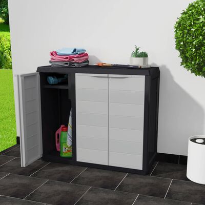 vidaXL Garden Storage Cabinet with 2 Shelves Black and Gray