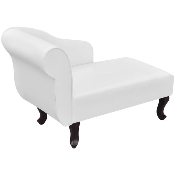 vidaXL Chaise Lounge White Synthetic Leather, Wood Medium