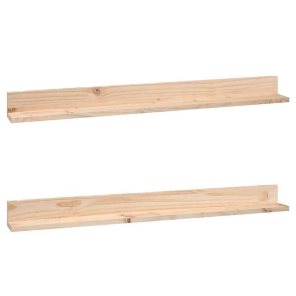 vidaXL Wall Shelf Natural pine Solid pine wood 43.3 in x 4.3 in x 3.5 in