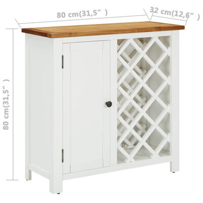 vidaXL Wine Cabinet 31.5"x12.6"x31.5" Solid Oak Wood