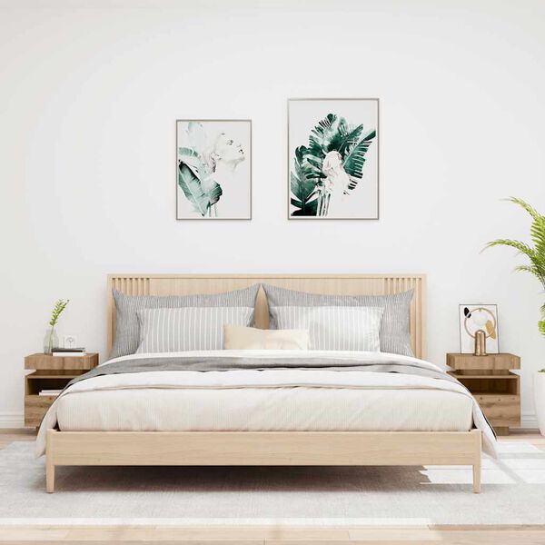 vidaXL Bedside Cabinet Set of 2 Artisan oak Engineered wood Medium