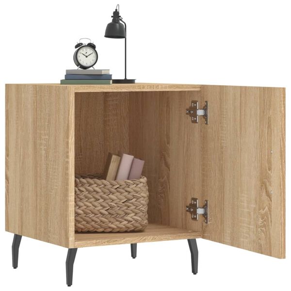 vidaXL Bedside Cabinet Set of 2 Sonoma oak Engineered wood, iron, aluminum