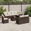 vidaXL Garden Sofa Set Brown PE Rattan, Powder Coated Steel, Tempered Glass