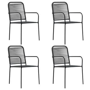 vidaXL Garden Chair Set of 4 Black Cotton rope Standard