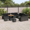 vidaXL Garden Sofa Set Height-Adjustable 13 pcs Black poly rattan