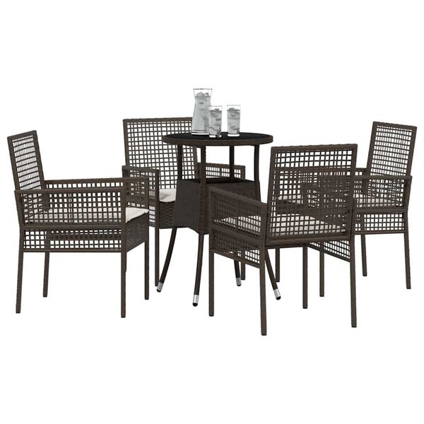 vidaXL Garden Dining Set 5 pcs Brown Poly rattan