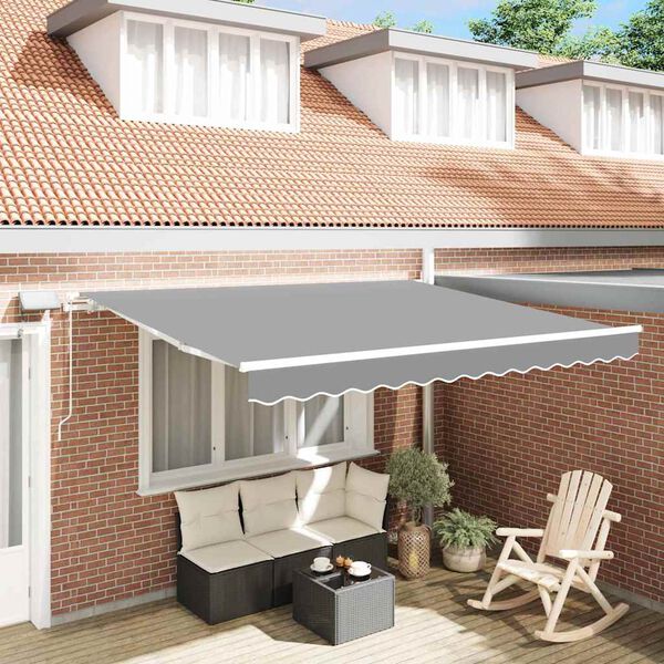 vidaXL Awning with Manual White 137.80" x 98.43" Metal