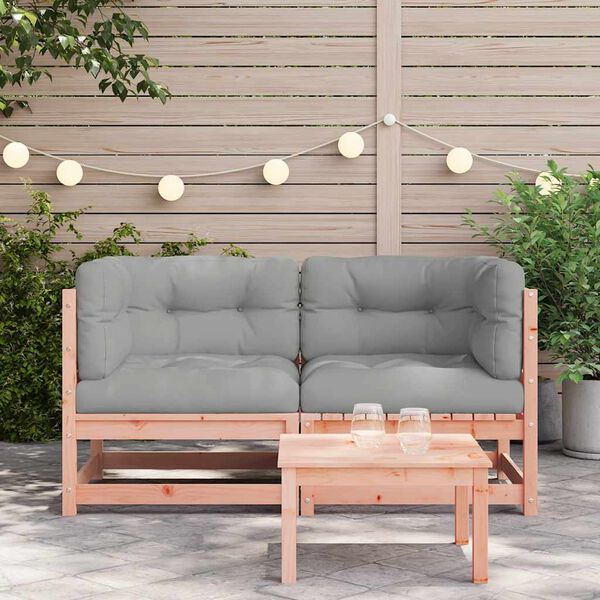 vidaXL Garden Sofa Grey Solid Douglas wood Regular Modular Garden Sofa