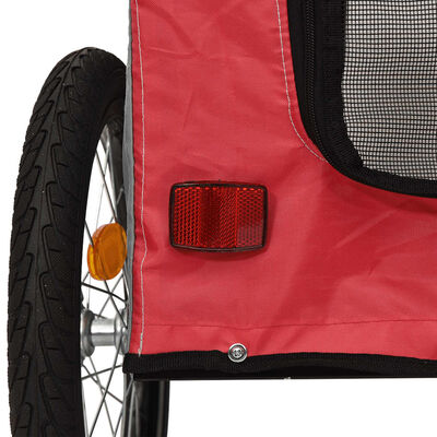 vidaXL Pet Bike Trailer Red and Gray Oxford Fabric and Iron