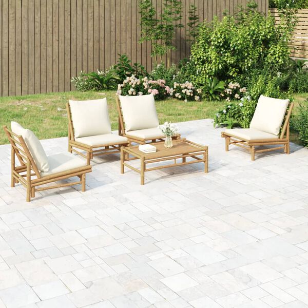 vidaXL Garden Lounge Set Bamboo Natural Bamboo Standard Modular