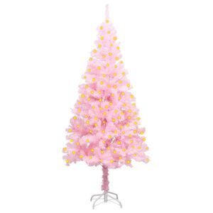 vidaXL Artificial Christmas Tree Pink PVC, steel 59 in