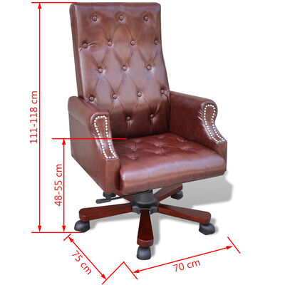 Artificial Leather Office Chair Adjustable Swivel Brown