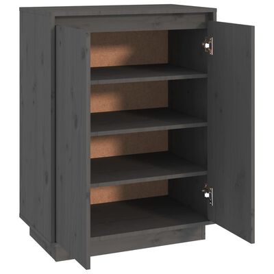 vidaXL Shoe Cabinet Gray 23.6"x13.8"x31.5" Solid Wood Pine