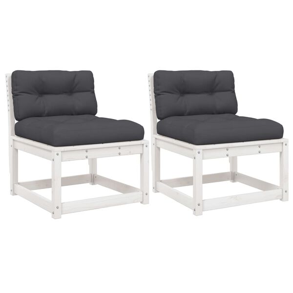 vidaXL Garden Sofa Set of 2 White and Anthracite