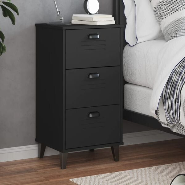 vidaXL Bedside Table Black Engineered wood, plastic Compact