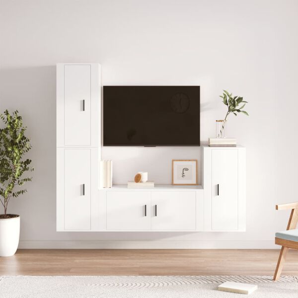 vidaXL TV Cabinet Set Set of 4 White Engineered wood Large
