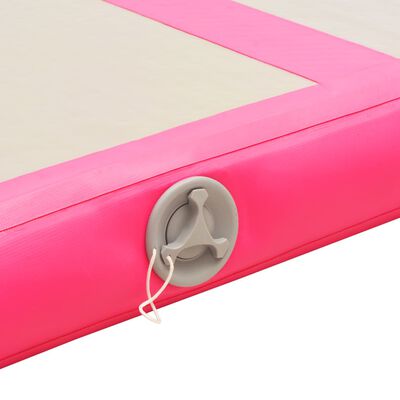 vidaXL Inflatable Gymnastics Mat with Pump 196.9"x39.4"x3.9" PVC Pink
