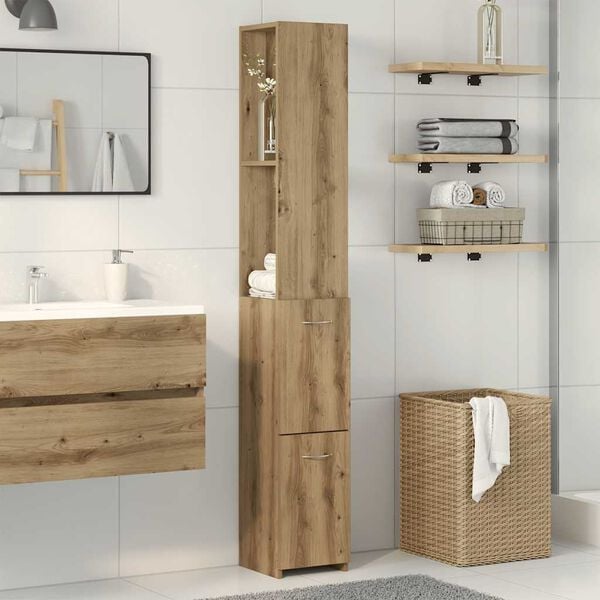 vidaXL Bathroom Cabinet Artisan Oak Engineered Wood Tall and Narrow