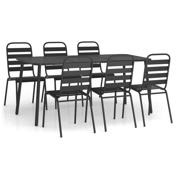 vidaXL Garden Dining Set Anthracite Steel Medium Stackable