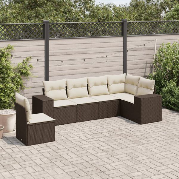 vidaXL Garden Sofa Set Brown PE Rattan Large Modular Garden Sofa Set