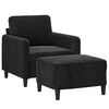 vidaXL Sofa Chair With Footstool Black