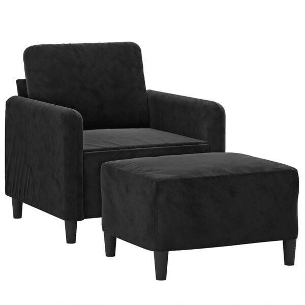 vidaXL Sofa Chair With Footstool Black