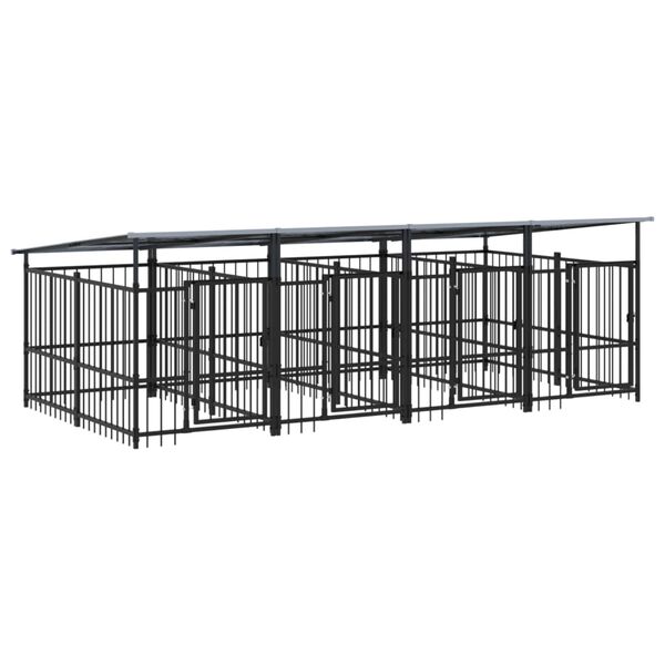 vidaXL Dog Kennel Black Powder-coated steel 80.8 sq ft Durable