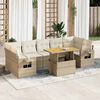 vidaXL Garden Sofa Set Beige PE Rattan Large Adjustable Armrests