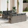 vidaXL Garden Sofa Set Grey PE Rattan, Powder-Coated Steel Large