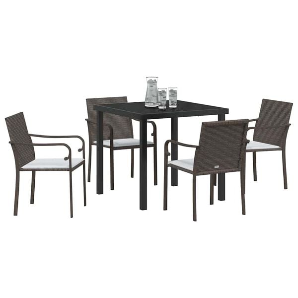 vidaXL Garden Dining Set 5 pcs Brown Poly rattan