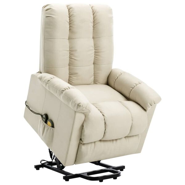 vidaXL Power Lift Chair Cream Polyester, Plywood, Iron Standard
