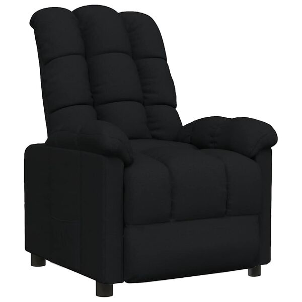 vidaXL Recliner Chair Black Fabric (100% polyester), Plywood, Iron Medium