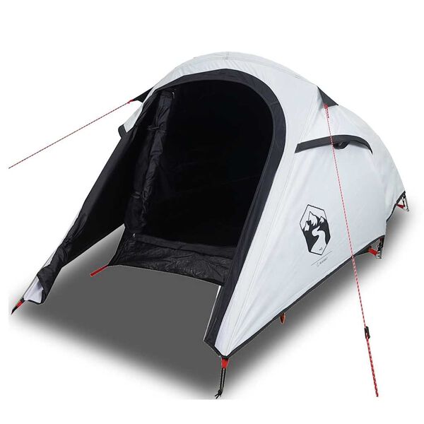 vidaXL Camping Tent Tunnel 2-Person White Blackout Fabric Waterproof