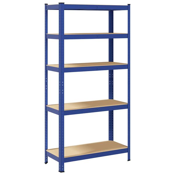 vidaXL 5-Layer Storage Shelf Blue Steel&Engineered Wood