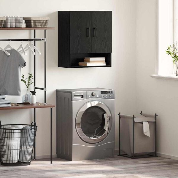 vidaXL Wall-Mounted Cabinet Black Oak 23.62 x 12.20 x 27.56 in
