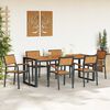 vidaXL Garden Dining Set 7 pcs Black Solid Acacia Wood