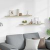 vidaXL Wall Shelf Set of 2 White and Sonoma Oak MDF 31.5 x 3.5 x 1.2 in