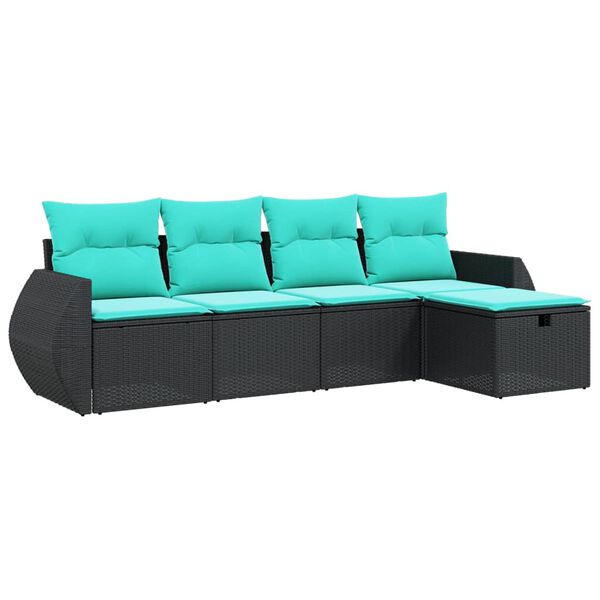 vidaXL 6 Piece Patio Sofa Set with Cushions Brown Poly Rattan