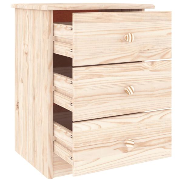 vidaXL Bedside Cabinet Natural Wood Solid pine wood (untreated)