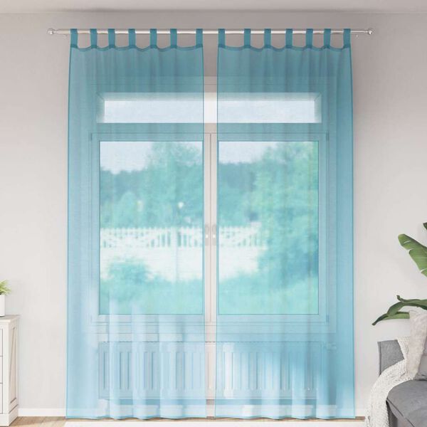 vidaXL Voile Curtains with Loops 2 pcs Turquoise 55.1x102.4"