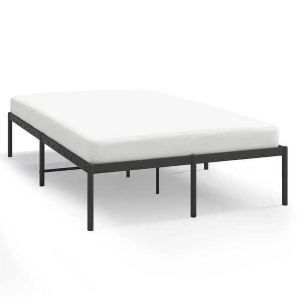 vidaXL Bed Frame Black Powder-Coated Steel 4.0 x 6.3 ft Small Double